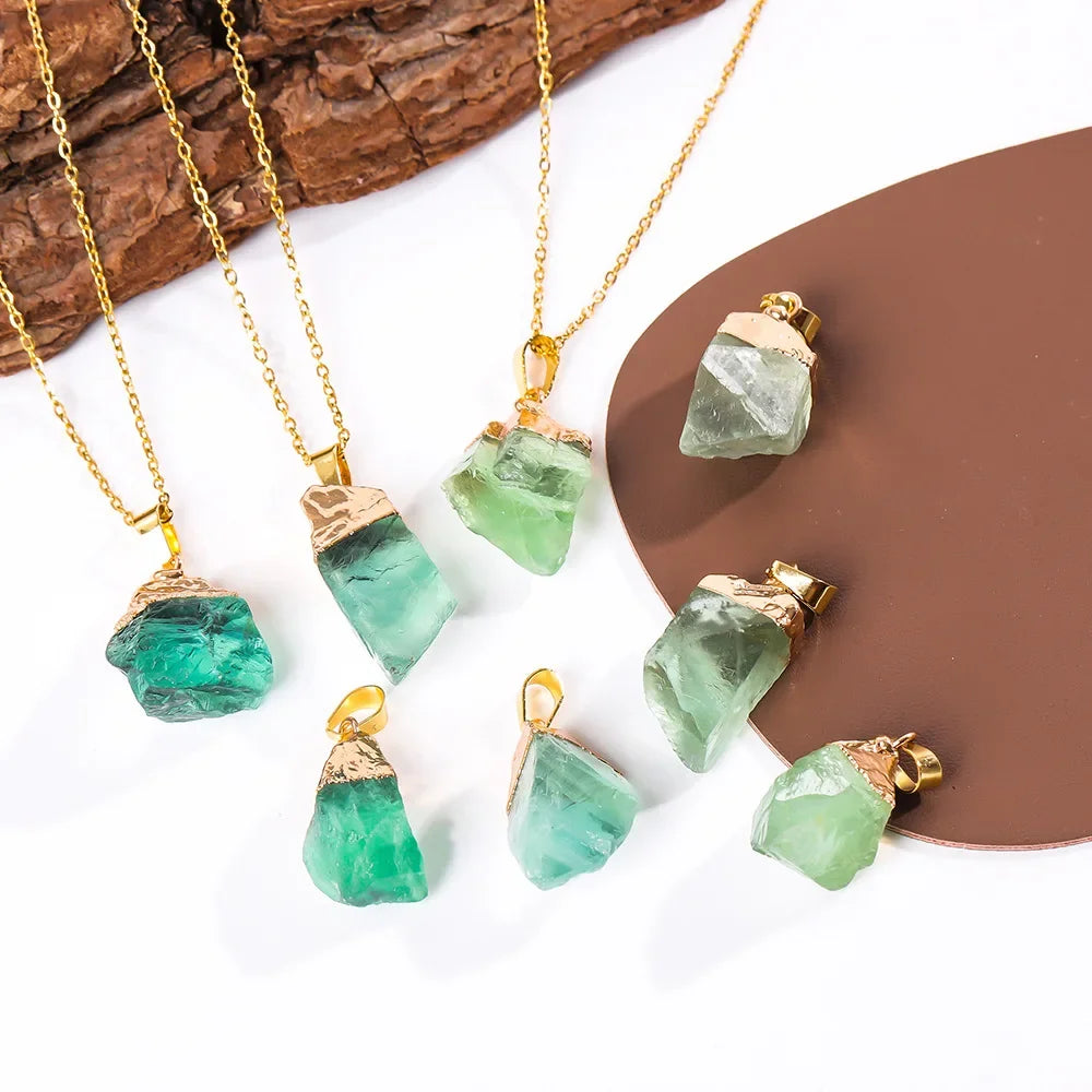Natural Fluorite Crystal Healing Necklace