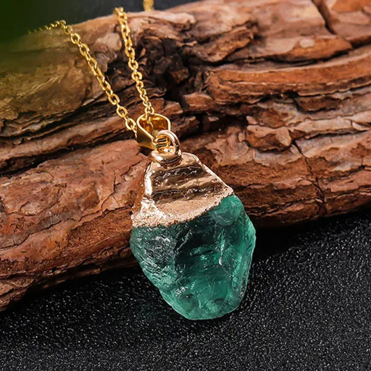 Rough Natural Quartz Crystal Stone Healing Pendant